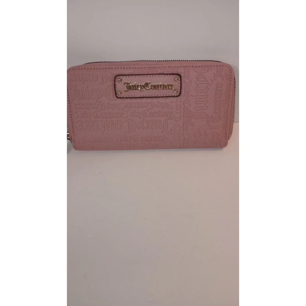 Juicy Couture Dusty Rose Pink Wristlet Wallet Gold Hardware Zip Around Logo